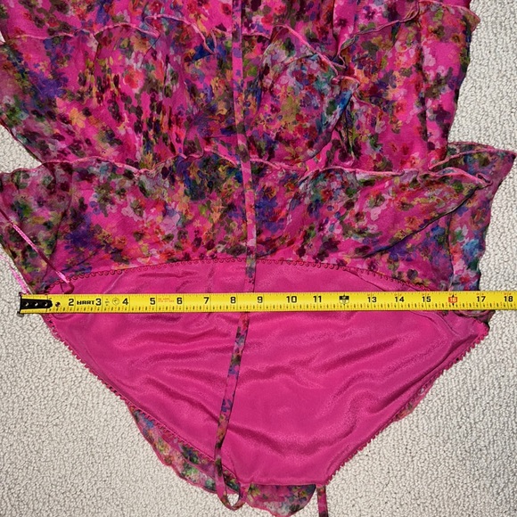 Saloni Halter Ruffles Tiered Silk Dress Barbiecore Size 6 - Picture 15 of 16